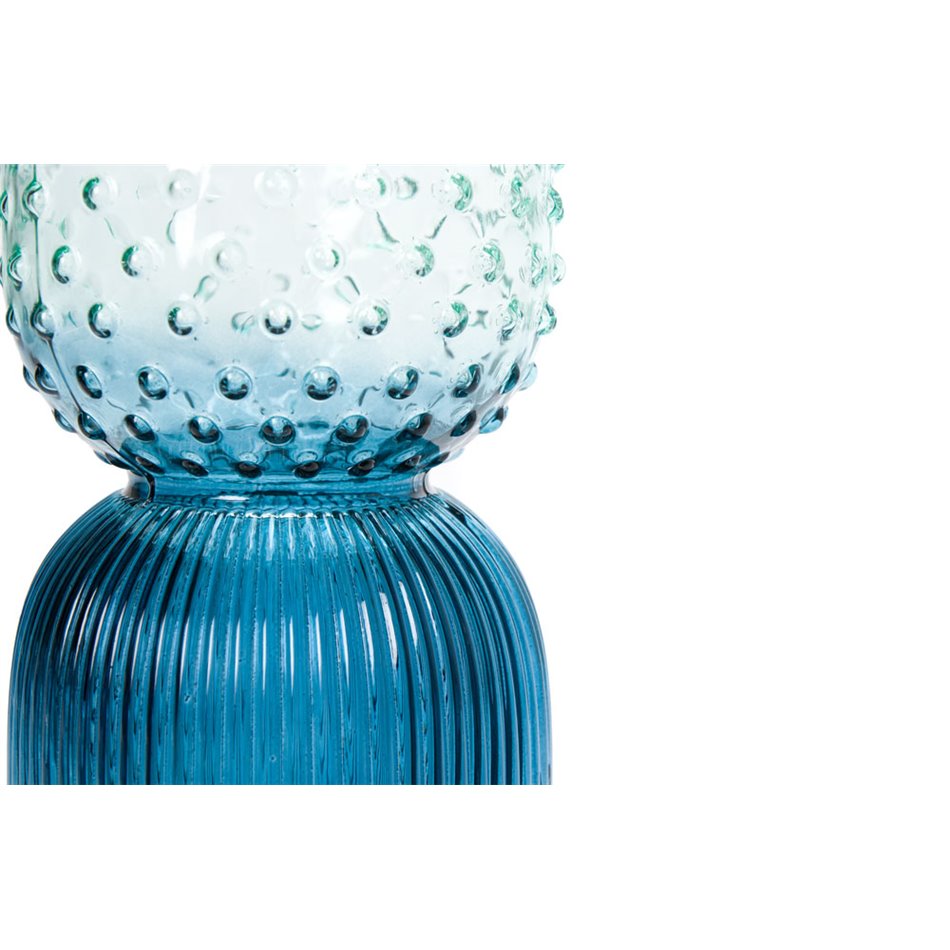 Vase Dots, blue, glass, D13x38cm