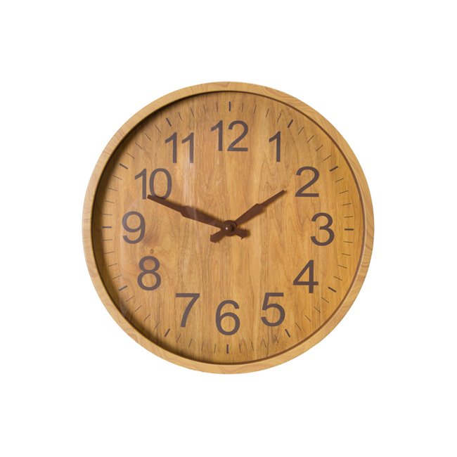 Wall clock Wood, natural/brown, D30x3cm