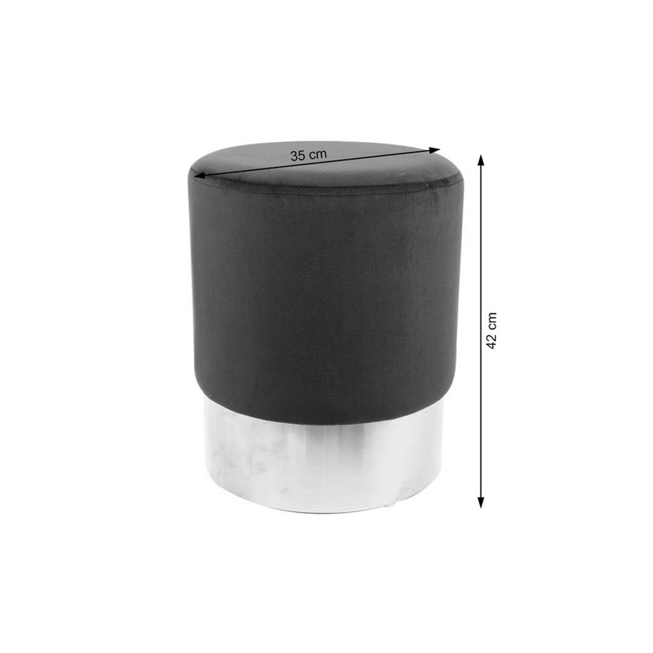 Stool Noto, black/silver base, 35x42cm