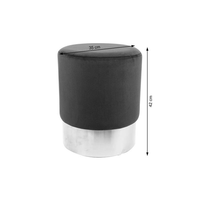 Stool Noto, black/silver base, 35x42cm