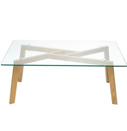 Kafijas galds Taho, stikls/tērauds, 110x60x45cm