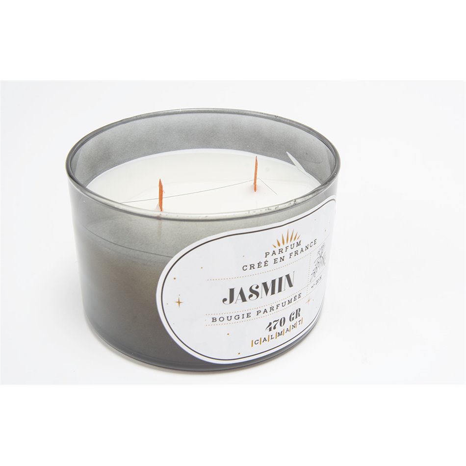Scented glass candle, jasmine, 470g, H8cm, D12cm
