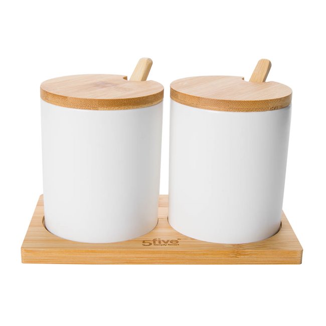 Jar set, bamboo/ceramic,18 x9.5 x H11.5cm