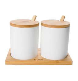 Jar set, bamboo/ceramic,18 x9.5 x H11.5cm