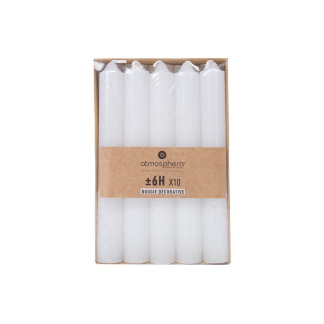 Candles Hugo, white, H16cmx10, D2.1cm