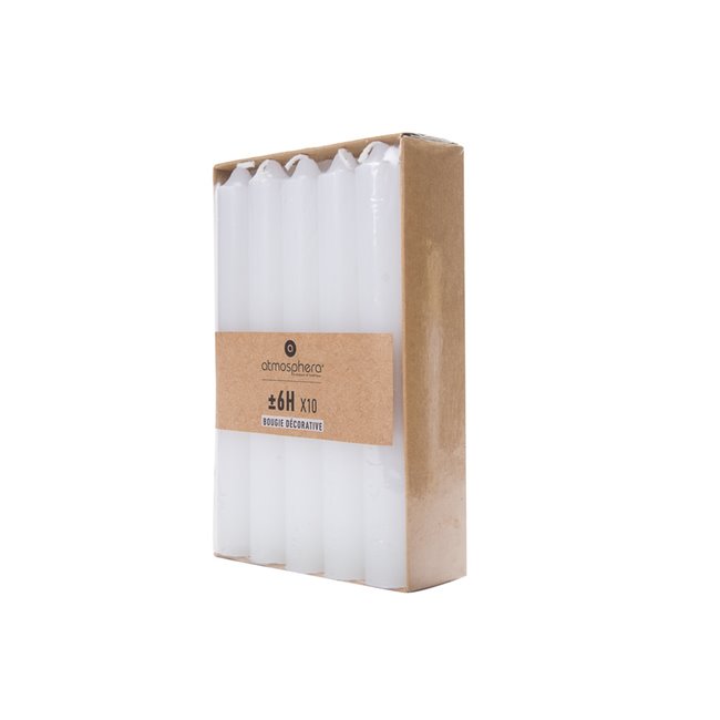 Candles Hugo, white, H16cmx10, D2.1cm