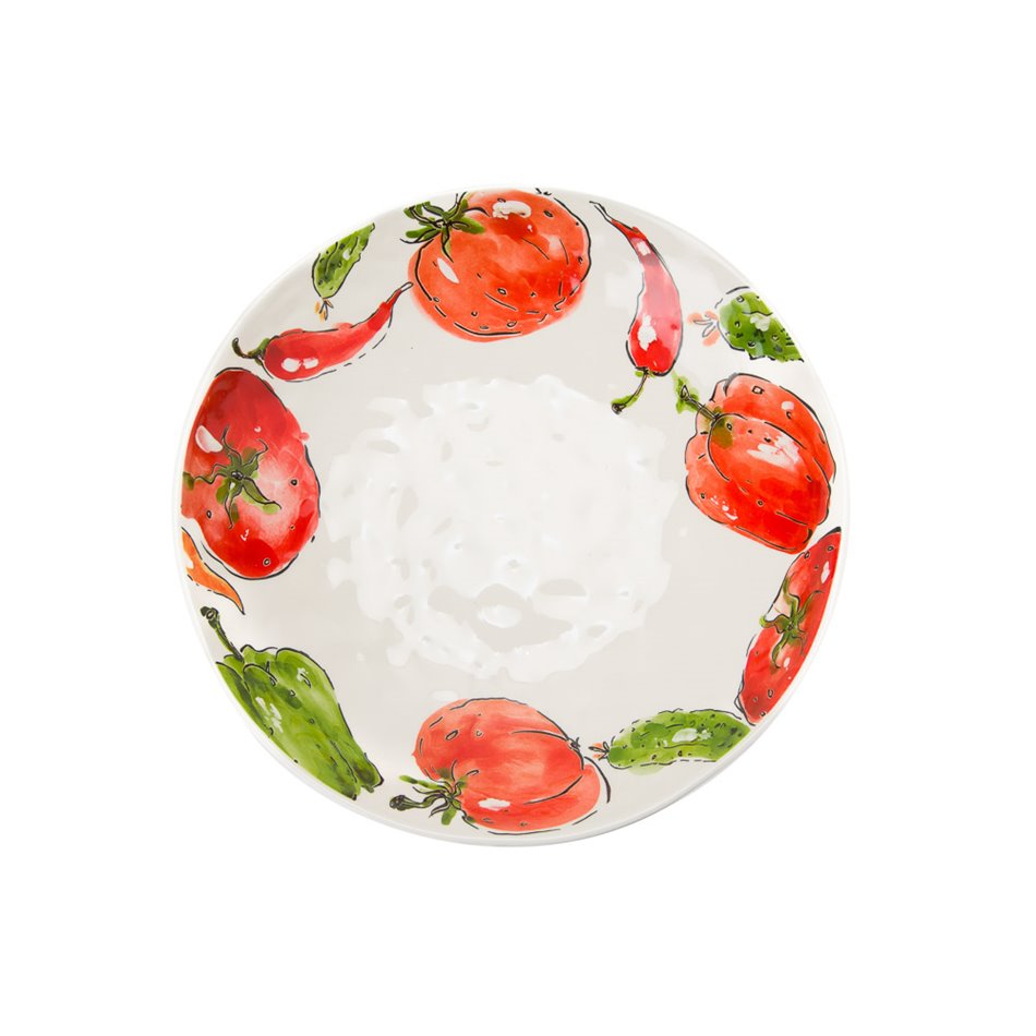 Bļoda Tomaty, zaļa/sarkana/balta, keramika, H7cm, D34cm