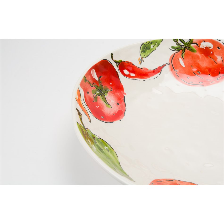 Bļoda Tomaty, zaļa/sarkana/balta, keramika, H7cm, D34cm
