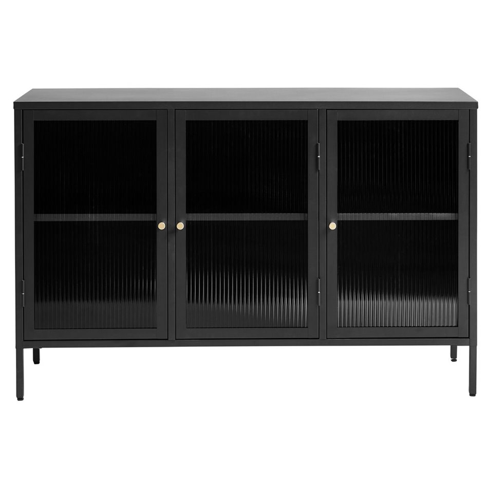 Metal sideboard Bronco, 3 section, black,H85.3x132.2x40.3cm