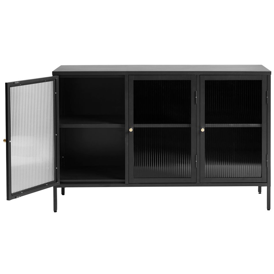 Metal sideboard Bronco, 3 section, black,H85.3x132.2x40.3cm