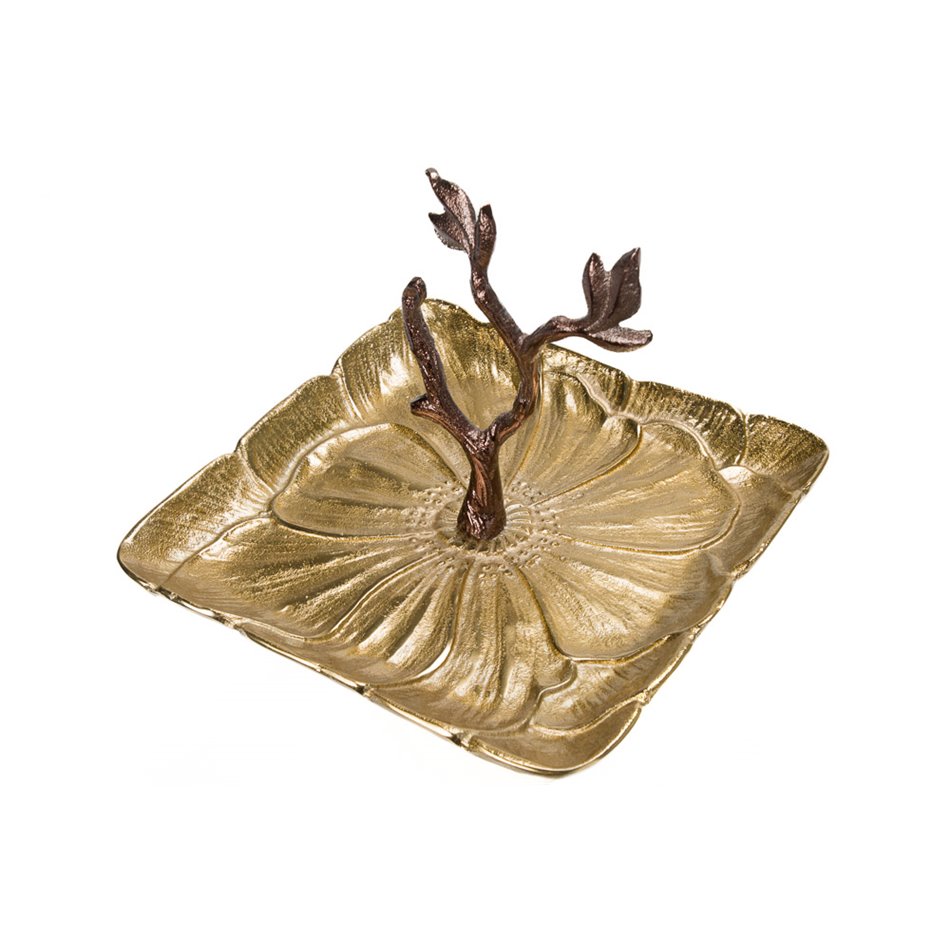 Decorative square dish  w/leaf Badem, 23x23x23cm