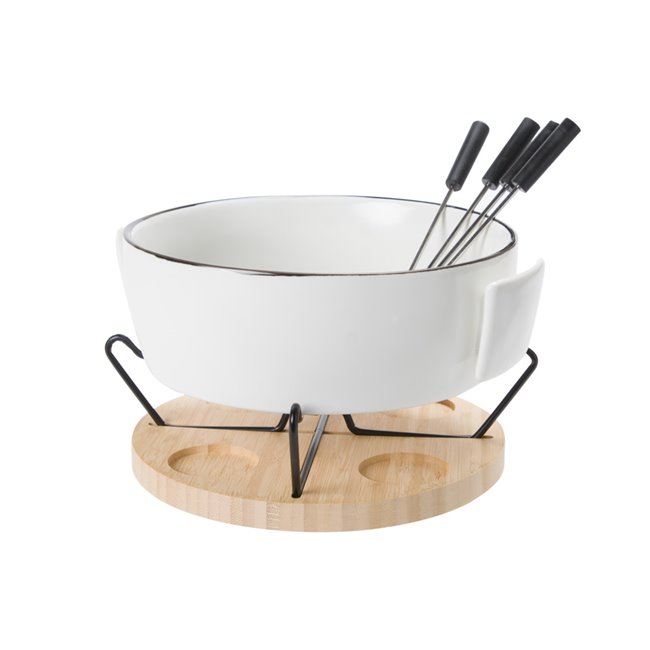 Fondue set with 4 forks and warmer, H7x23x20cm