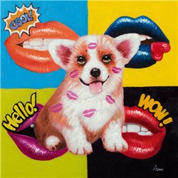 Painting Doggy with Pop Art mouths, 60x60cm