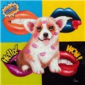 Painting Doggy with Pop Art mouths, 60x60cm