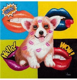 Painting Doggy with Pop Art mouths, 60x60cm