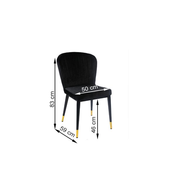 Chair Salem, black, 50x59x H83cm, seat height 46cm