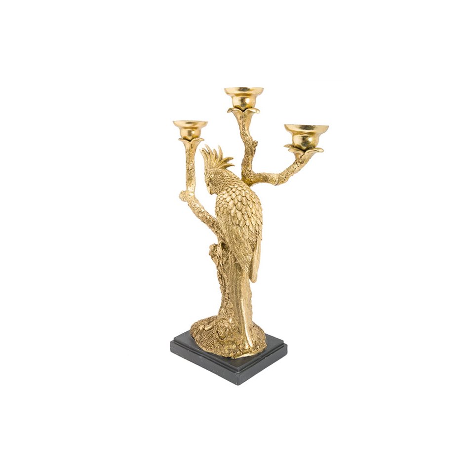 Decor/candle holder Gold parrot, 35x14x47.5cm