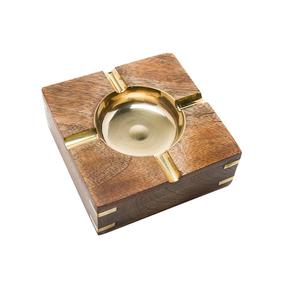 Ashtray Manguier, wood/metal, 4x10x10