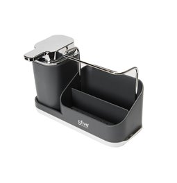 Virtuves piederumu turētājs un ziepju dozators, pelēks, 0.3l, H14x21x9cm
