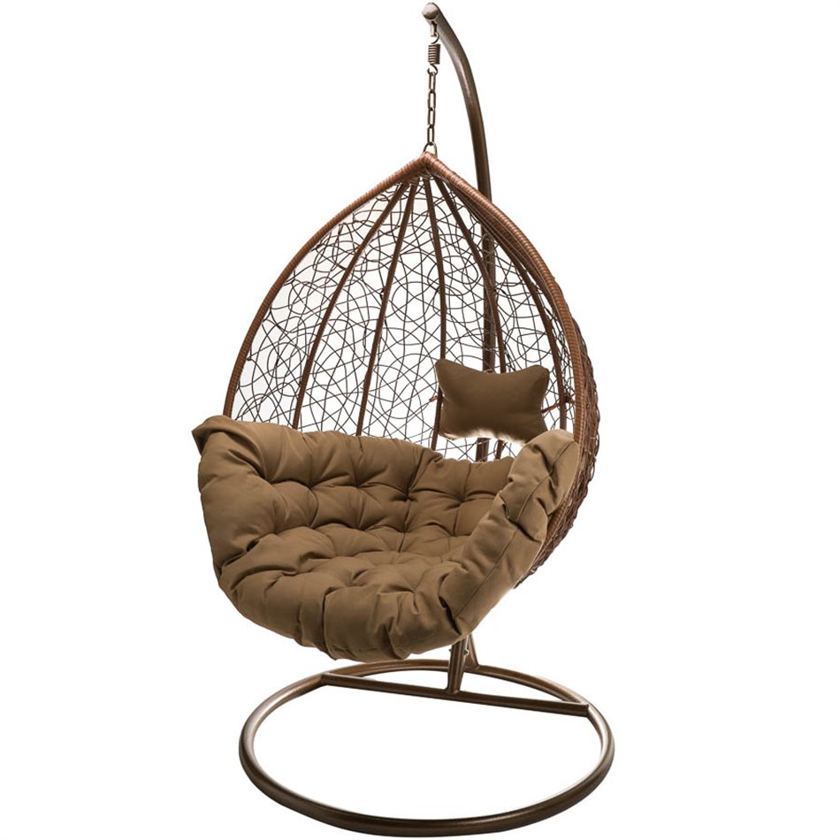 Plaited hanging chair Gabro, brown, H195, D105cm