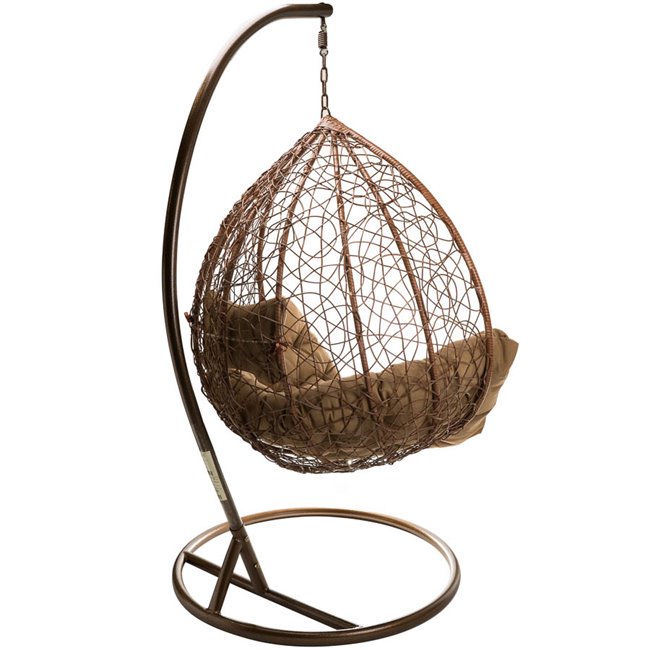 Plaited hanging chair Gabro, brown, H195, D105cm