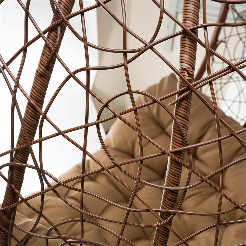 Plaited hanging chair Gabro, brown, H195, D105cm