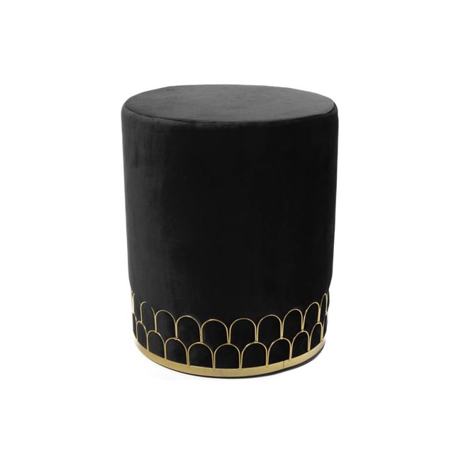 Pouff Black, velvet, H42 x D36cm