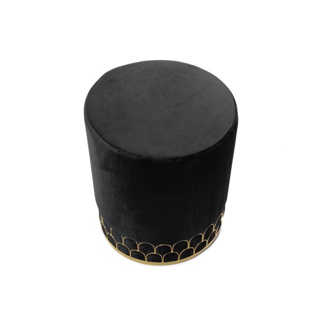 Pouff Black, velvet, H42 x D36cm