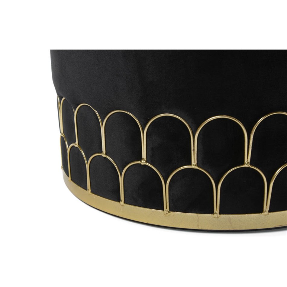 Pouff Black, velvet, H42 x D36cm