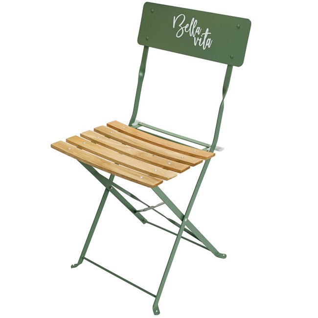 Salokāms krēsls Bella Vita, haki, metāls/koks, 81x42x48cm