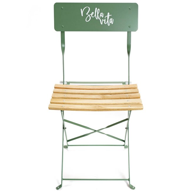 Folding chair Bella Vita, khaki,  metal/wood, 81x42x48cm