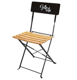 Folding chair Bella Vita, black, metal/wood, 81x42x48cm