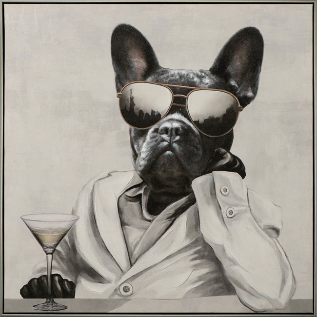 Acrilic painting New York Dog Mafioso, 82.5x82.5cm
