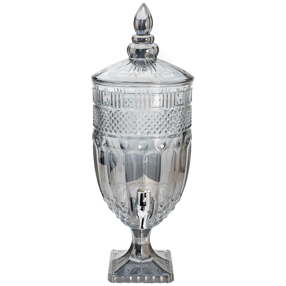 Glass jar with tap, grey, D20x52cm