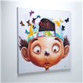 Picture Touched Boy with Butterflys, 100x100cm