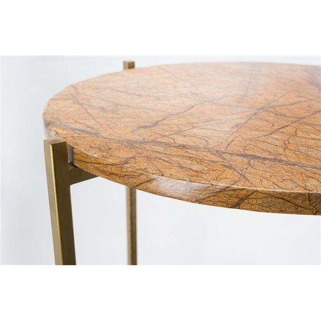 Стол Lizi, латунь под старину / искусственная мраморная поверхность, D41x51см