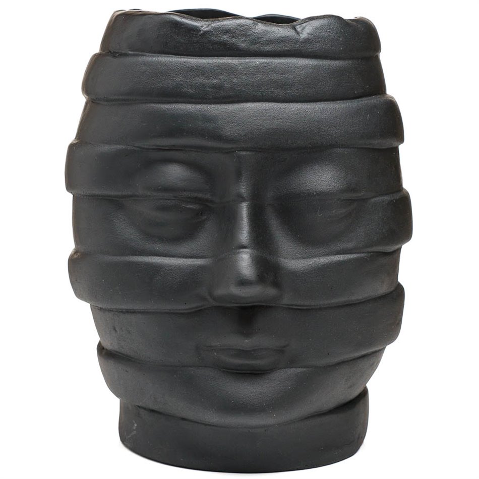 Vase Head , black, 15x15x19cm