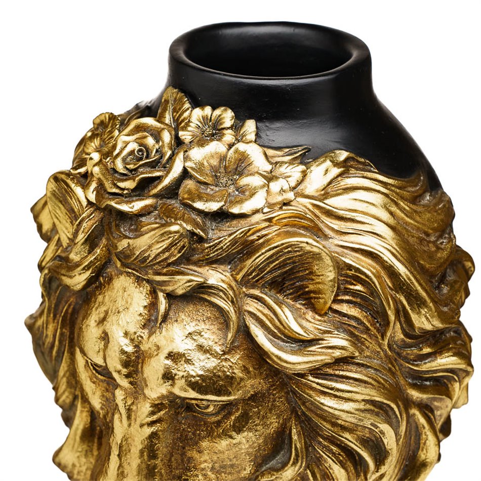 Vase Lion, black/golden, D22x39cm