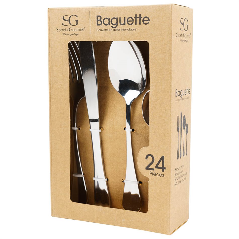 Cutlery set  Inox Baguette, 24 pcs, H24x15x6.5cm