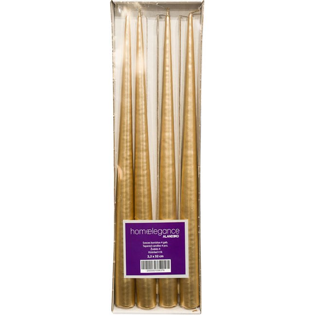 Candles gold, set of 4 pcs, H32cm, D2.2cm