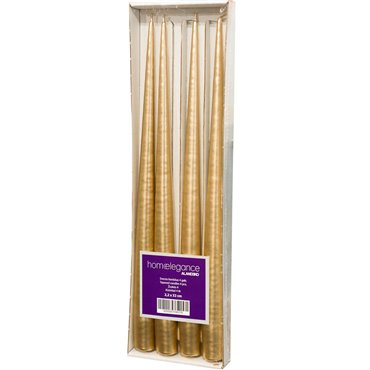 Candles gold, set of 4 pcs, H32cm, D2.2cm