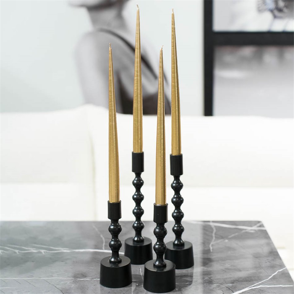 Candles gold, set of 4 pcs, H32cm, D2.2cm