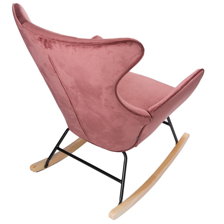Šūpuļkrēsls Dammari 44, rozā, samta, H96x68x74cm, sēdv.h 40cm