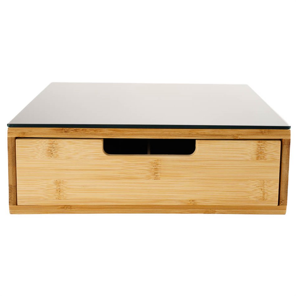 Bamboo capsule drawe, black, H10cm, D30cm