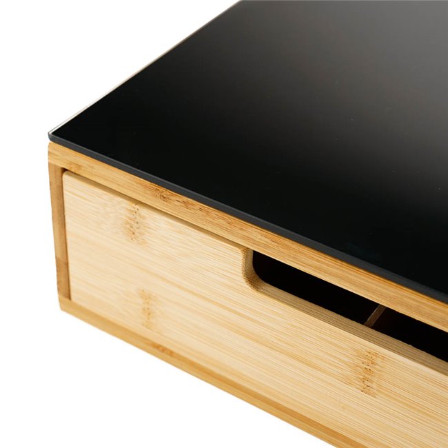 Bamboo capsule drawe, black, H10cm, D30cm