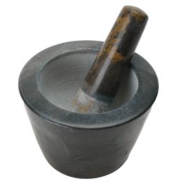Marble mortar and pestle, black, H 9, D12.7cm