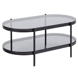 Coffee table Ayonne, black/grey glass top, 95x50x42 cm