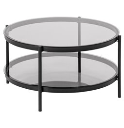 Coffee table Ayonne, black/grey, glass top, H42cm, D79cm