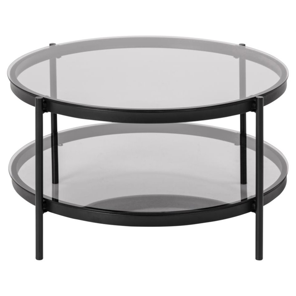 Coffee table Ayonne, black/grey, glass top, H42cm, D79cm