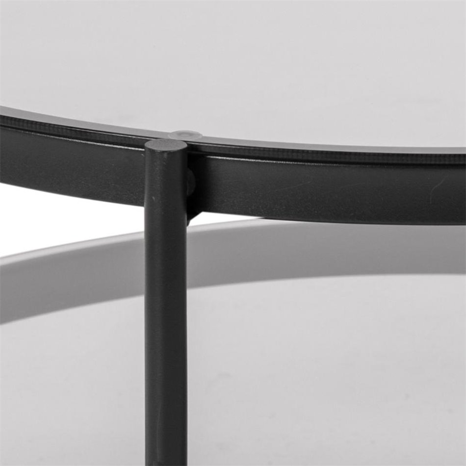 Coffee table Ayonne, black/grey, glass top, H42cm, D79cm